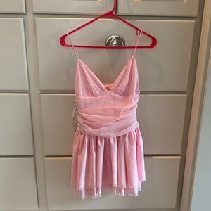 MORE TO COME Pink Chiffon Mini Dress - Size S